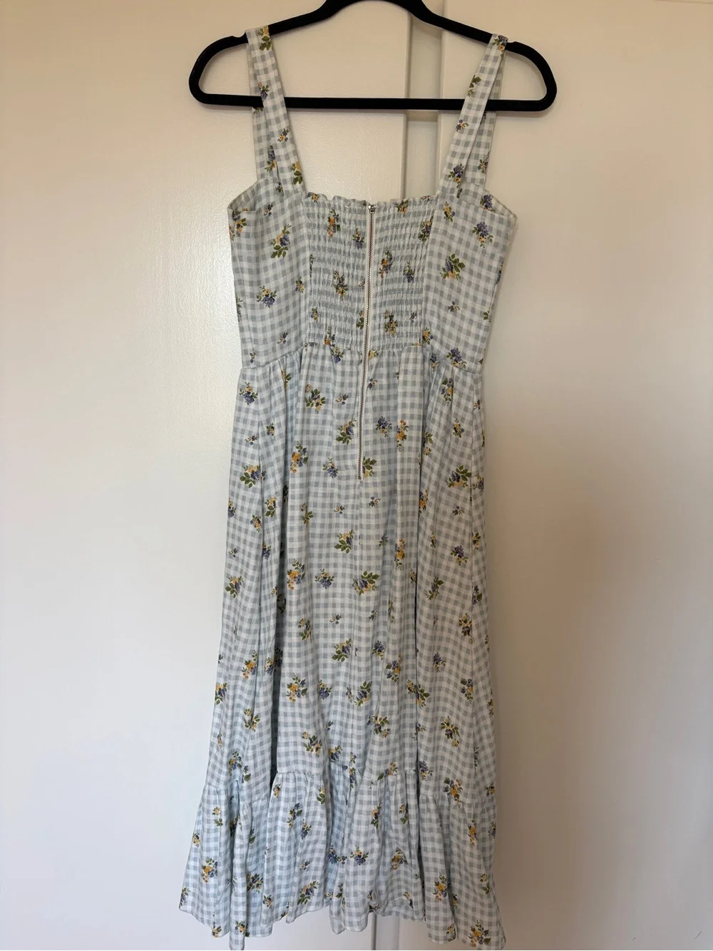 Reformation Blue Gingham Floral Midi Dress - Picture 4 of 9
